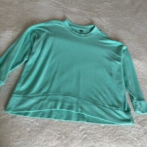 Aerie Bright Teal Blue Crew Neck Terry Sweatshirt size Large